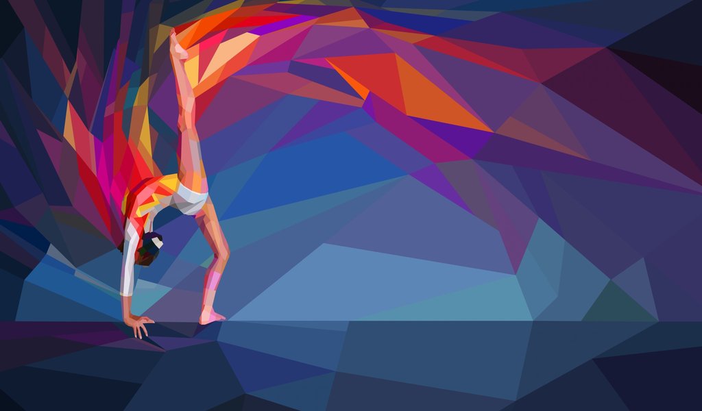 Гимнастика в low poly - WSVGA обои в разрешении 1024x600