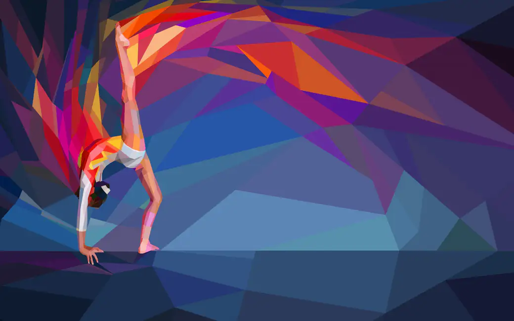 Гимнастика в low poly — обои на рабочий стол и телефон