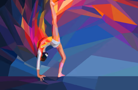 Обои спорт: гимнастика, спортсмен, баланс, low poly