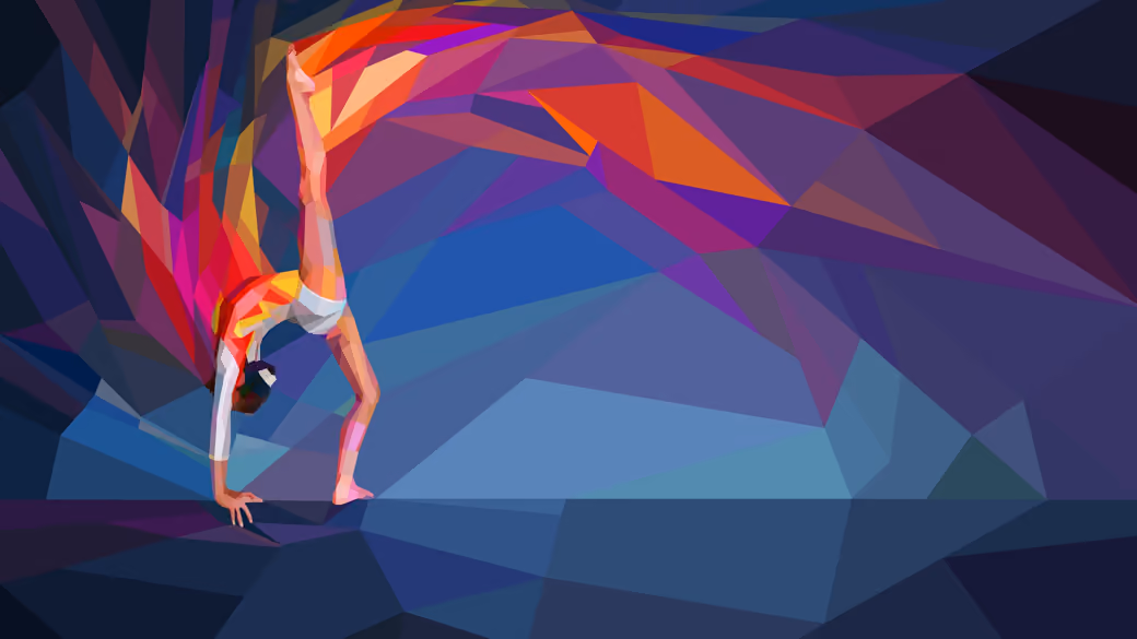 Гимнастика в low poly - UltraWide 32:9 обои в разрешении 3840x1080