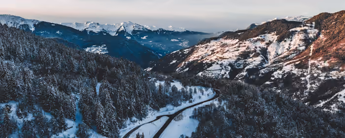 5K2K UltraWide 21:9 Horizon wallpapers (5120x2160): winter, mountains, road, forest