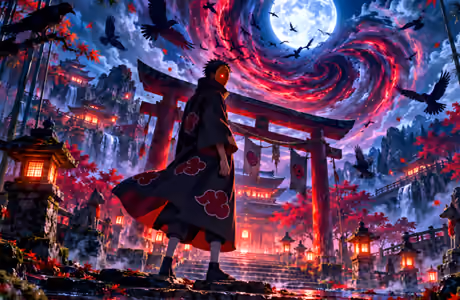 WSXGA+ Anime wallpapers (1680x1050): Obito Uchiha, mask, Moon, torii