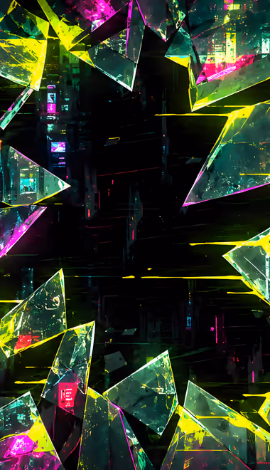 Neon Wallpapers for Samsung Galaxy A13/A14/A53, Realme 12 Pro 5G, POCO M5 (1080x2408): shards, glass, neon, glow