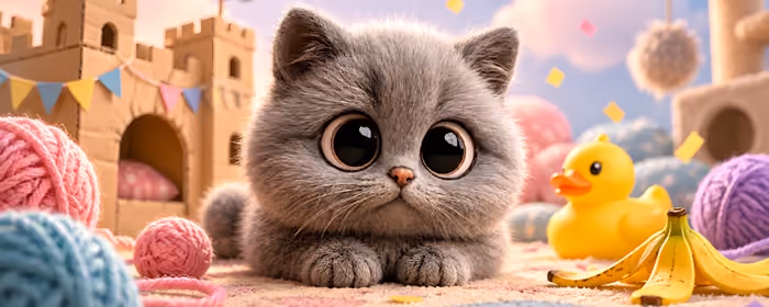 Dual Monitor Wallpapers Cute animals (7680x2160): kitten, children's room, toy, carpet