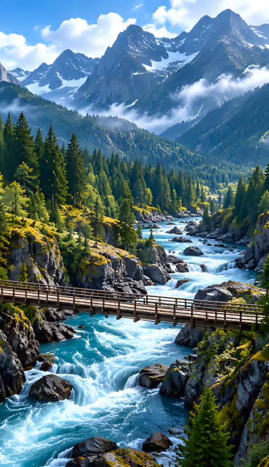 Nature wallpapers: summer, mountains, forest, river