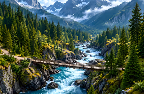 Panorama Wallpapers for MacBook Neo (2408x1506): summer, mountains, forest, river
