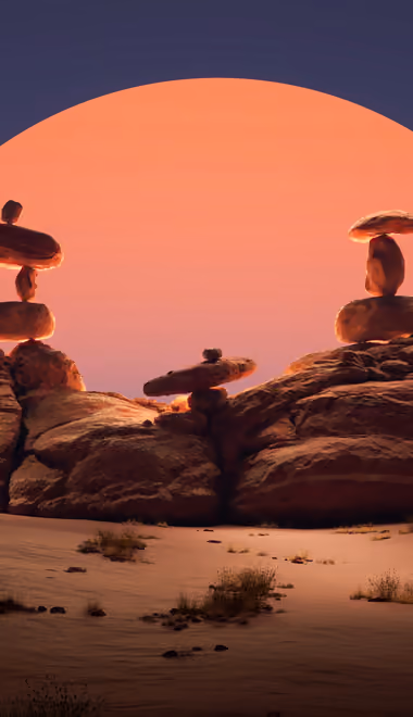 Nature wallpapers: sunset, desert, stones, Sun