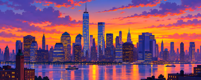 City wallpapers: One World Trade Center, New York City, Manhattan, colorful sunset