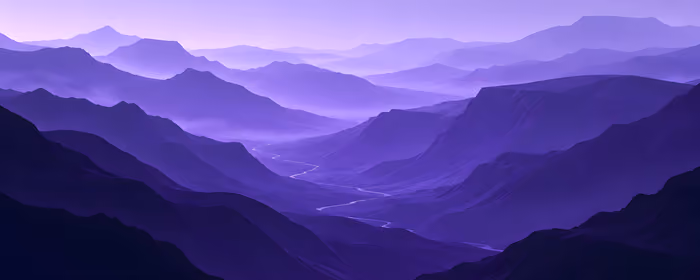 UltraWide 32:9 обои каньон (3840x1080): горы, долина, сумерки, силуэт