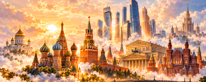 5K2K UltraWide 21:9 обои церковь (5120x2160): Москва-Сити, Храм Василия Блаженного, Кремль, Москва