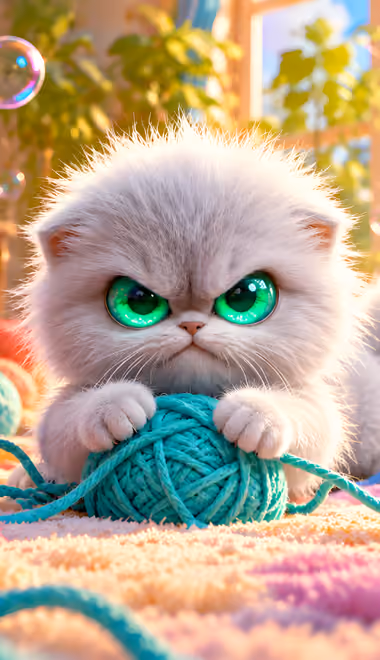 Обои животные: котёнок, комната, лапки, мяч