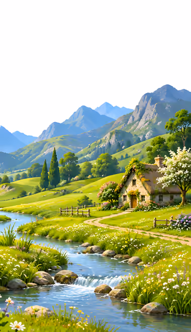 Coast Wallpapers for Xiaomi 15T (1280x2772): mountains, valley, cabin, stream
