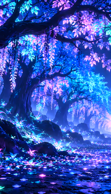 Trees Wallpapers for Samsung (360x740): fairy world, forest, night, glow