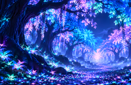 Trees Wallpapers for Apple iPad 1 (1024x1024): fairy world, forest, night, glow