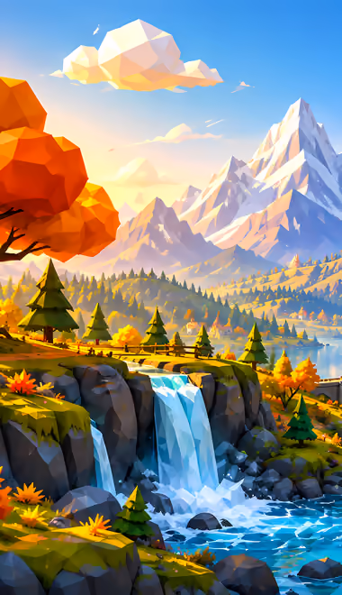 Coast Wallpapers for Xiaomi 15T (1280x2772): low poly, castle, valley, mountains