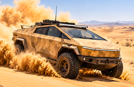 Dune Wallpapers for iPad 10.2″ (2160x2160): Tesla Cybertruck, desert, sand, dust