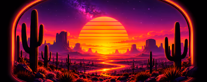 5K2K UltraWide 21:9 Evening wallpapers (5120x2160): desert, cactus, colorful sunset, road