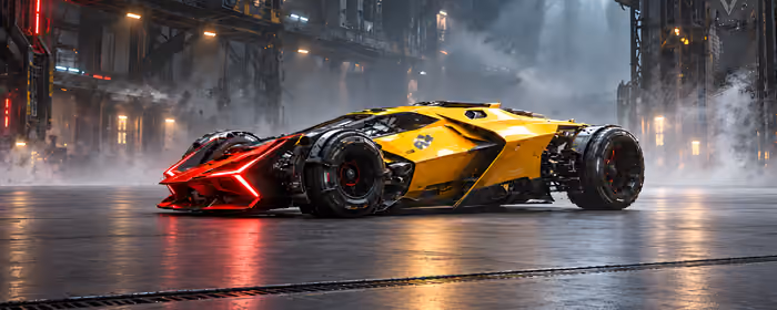 5K2K UltraWide 21:9 обои дым (5120x2160): киберпанк, гиперкар, LED, отражение