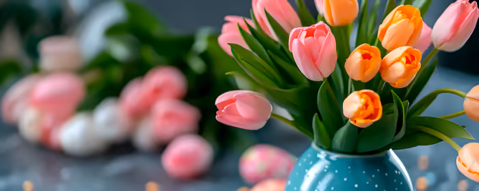 UltraWide 21:9 wallpapers (2560x1080): easter egg, tulip, vase, spring