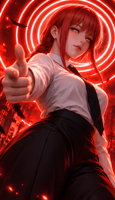 Feathers Wallpapers for Samsung Galaxy Z Fold 2/3 (1768x2208): Makima, Chainsaw Man, yellow eyes, red hair