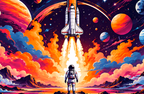 Space wallpapers: astronaut, spaceship, planet, mountains