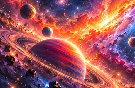 WSVGA wallpapers (1024x600): planet, ring, nebula, stars