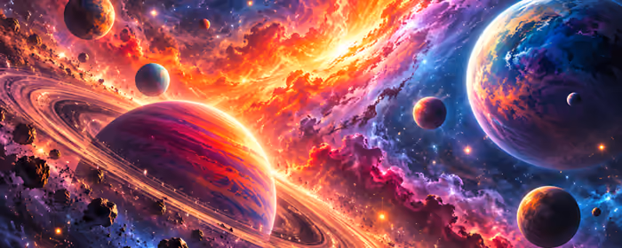 UltraWide 32:9 wallpapers (5120x1440): planet, ring, nebula, stars