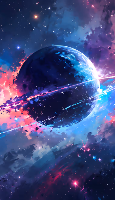 Wallpapers for iPhone 13 Pro Max/12 Pro Max/14 Plus (1284x2778): planet, energy, stars, light