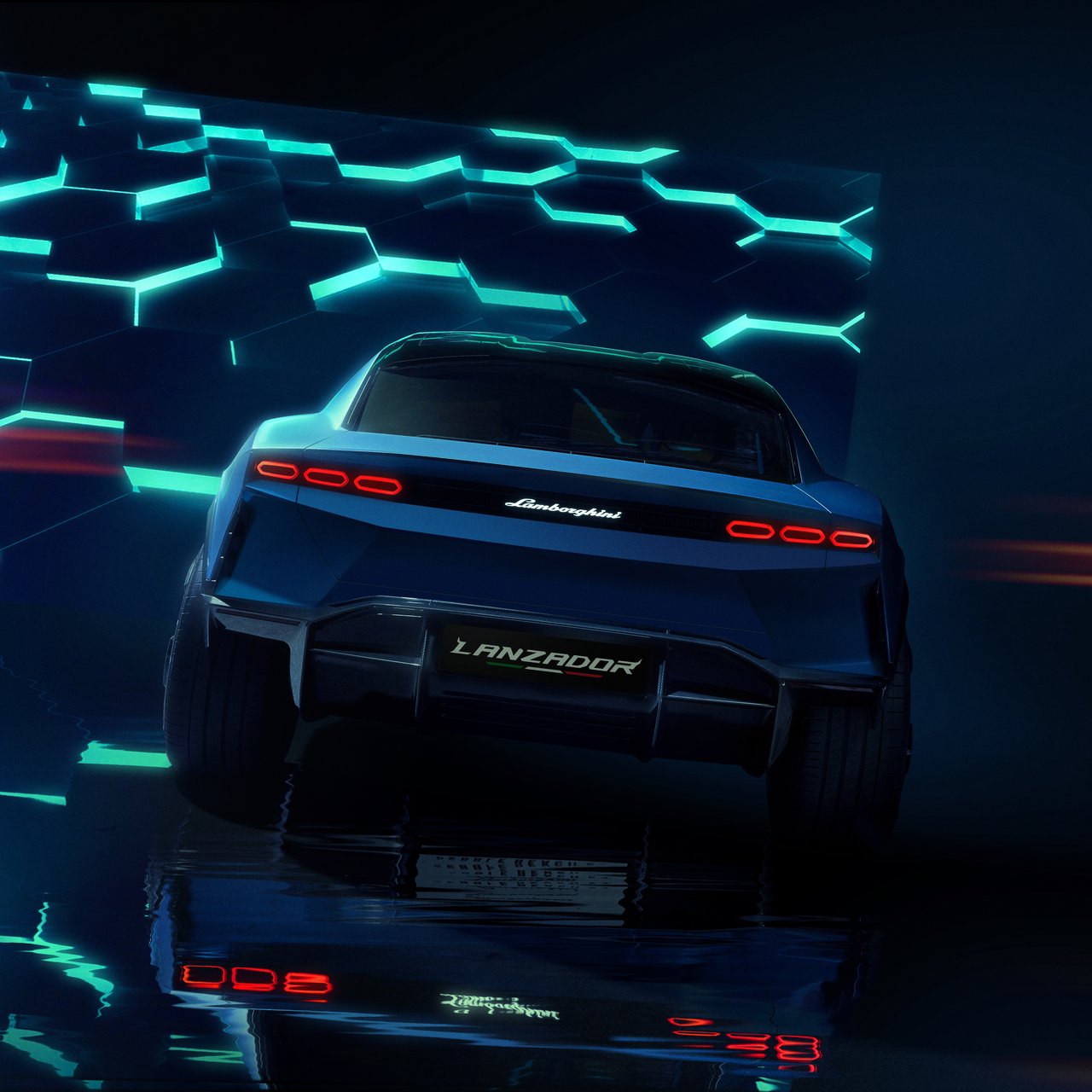 Lamborghini Lanzador rear view - Wallpapers for Lenovo, Huawei in 1280x1280 resolution