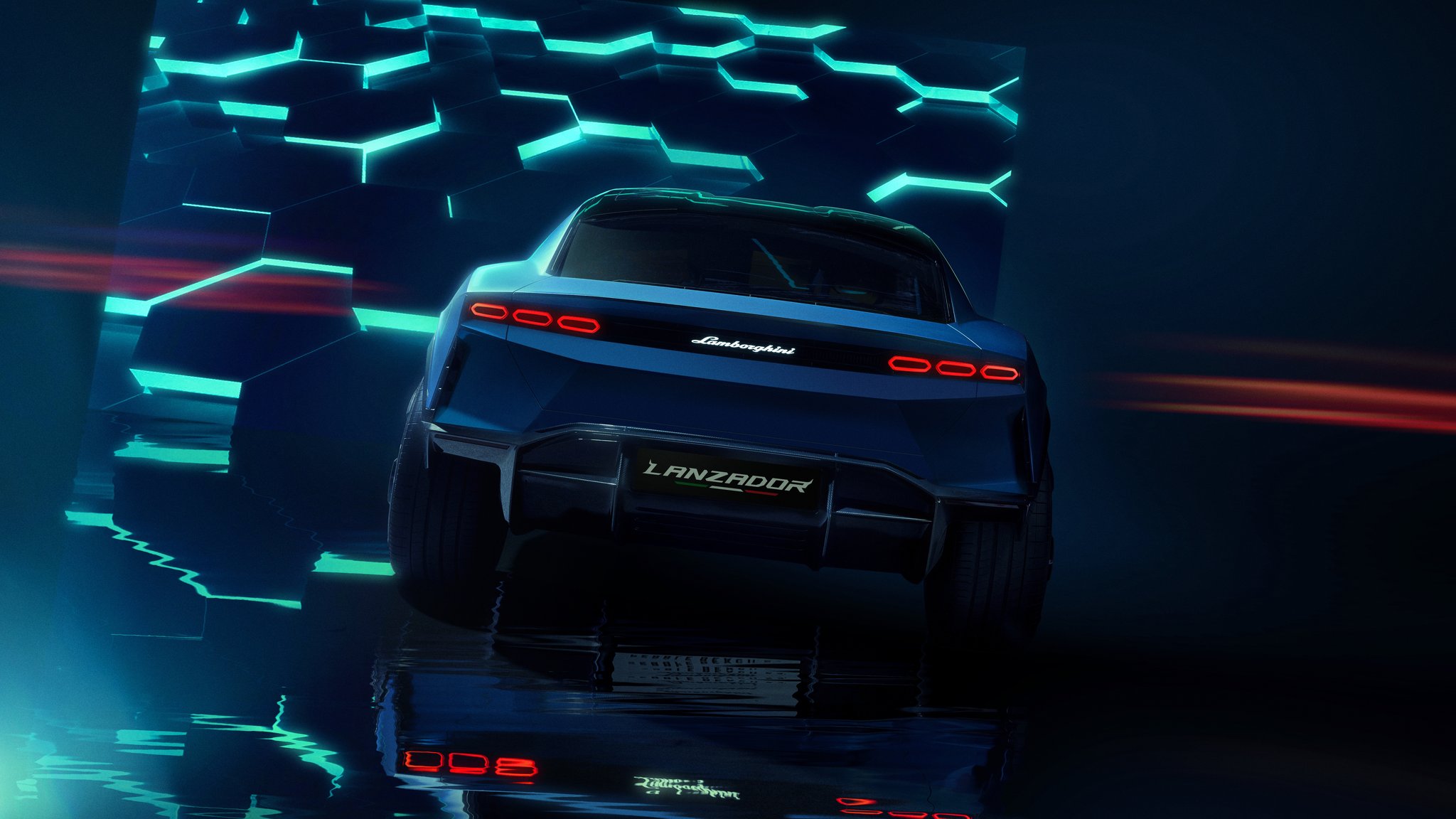 Lamborghini Lanzador rear view - QWXGA wallpapers in 2048x1152 resolution