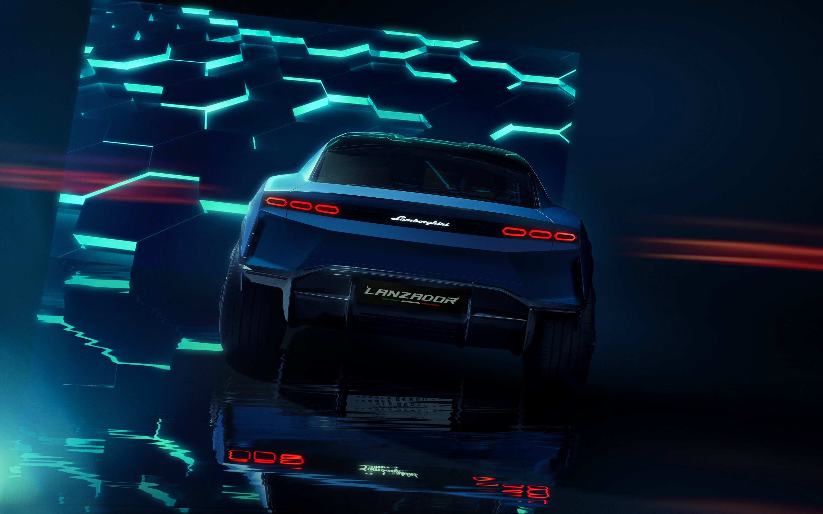 Lamborghini Lanzador rear view - Wallpapers for Apple MacBook 15″ in 2880x1800 resolution