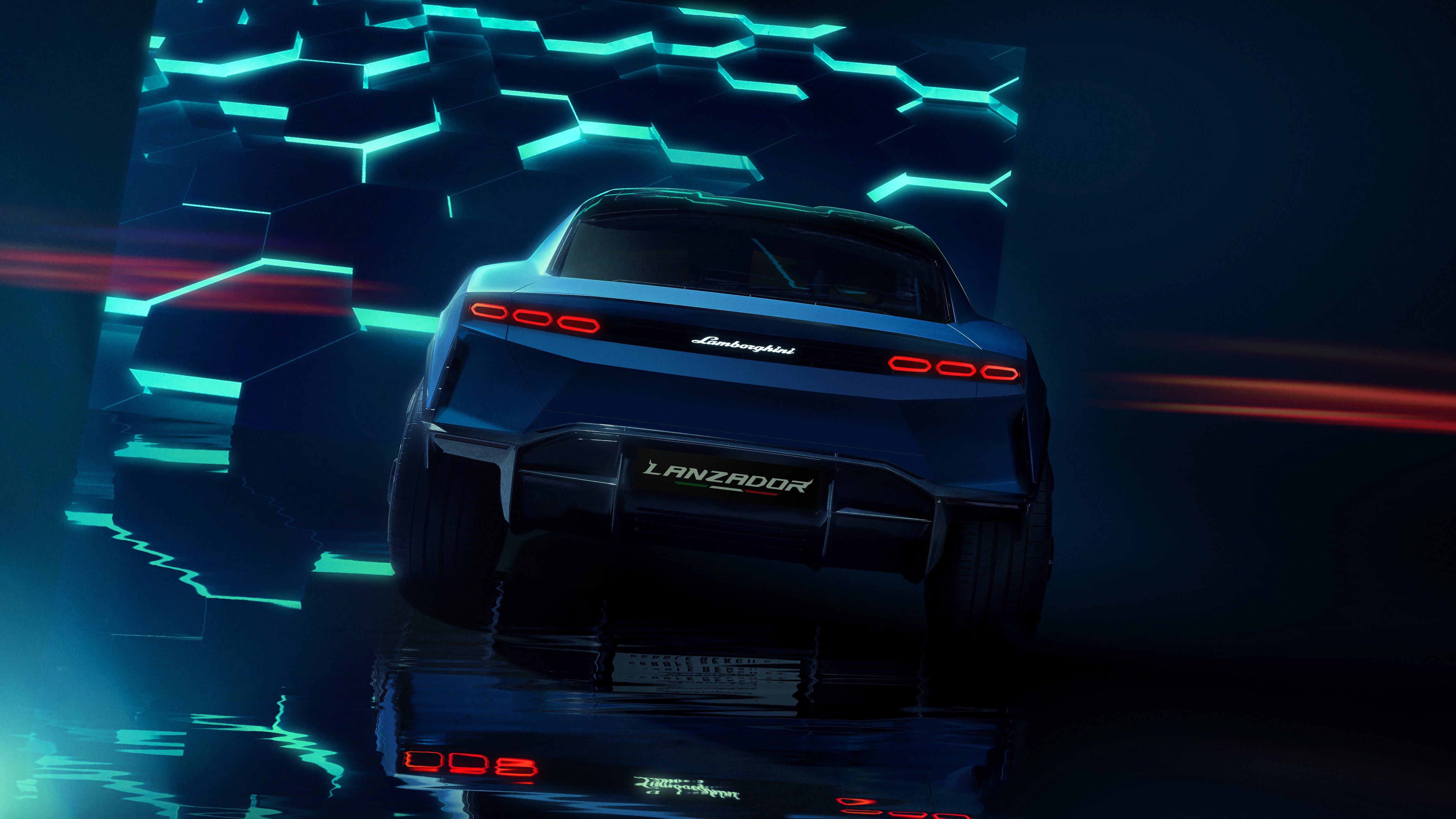 Lamborghini Lanzador вид сзади - Обои для Apple iMac 24″ в разрешении 4480x2520