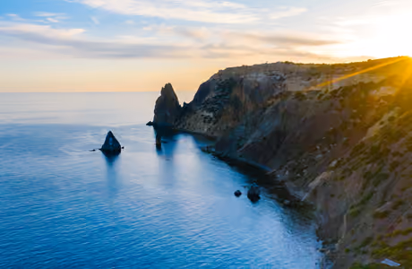 Sea Wallpapers: sunset, sea, rock, clouds