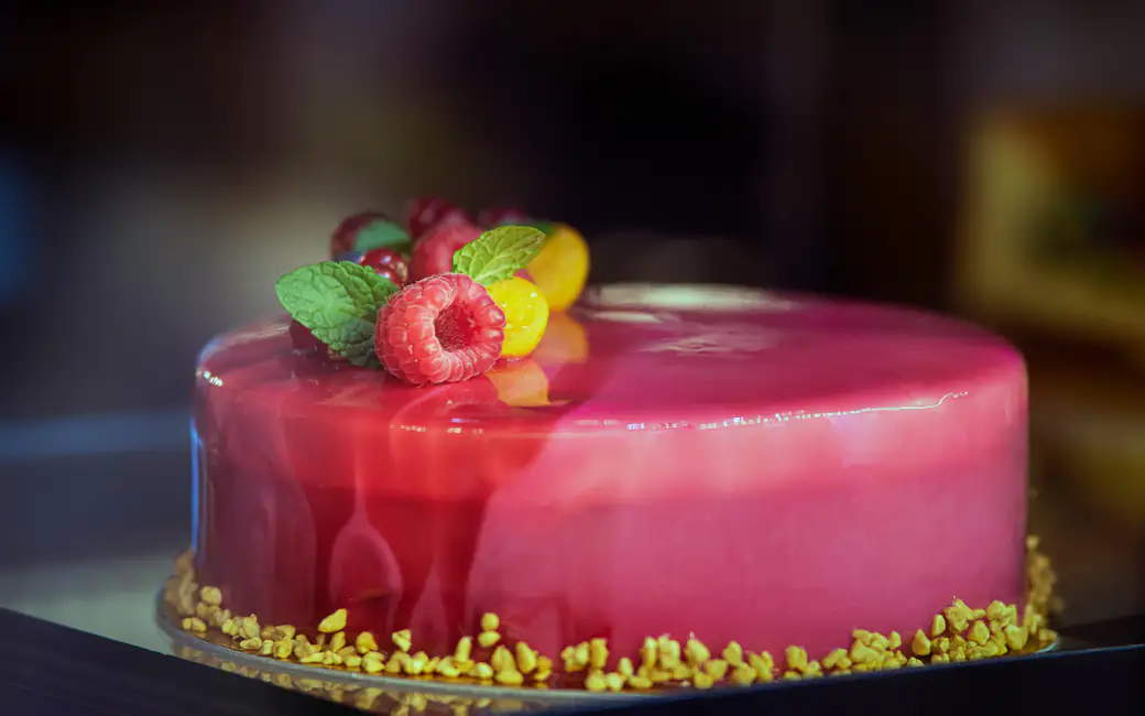 Berry mousse cake with decoration — desktop and phone wallpaper, free download