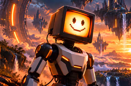 WSXGA Technology wallpapers (1440x900): robot, planet, island, waterfall