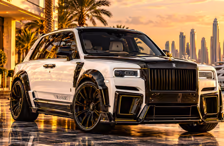 WSVGA wallpapers (1024x600): Rolls-Royce Cullinan, Mansory, Dubai, sunset