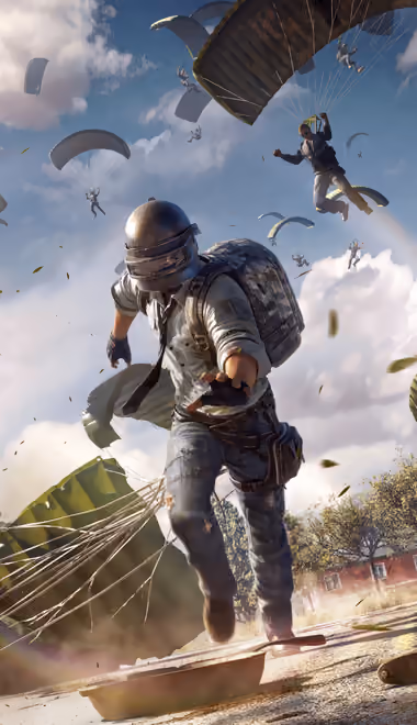 Обои мультиплеер для Nokia, Samsung (360x640): PUBG Mobile, парашют, мобильная игра, мультиплеер
