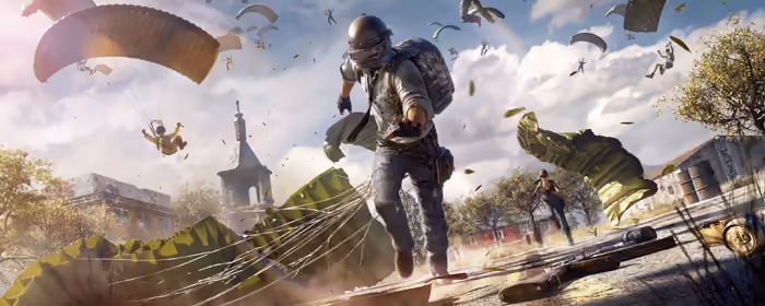 Обои игры: PUBG Mobile, парашют, мобильная игра, мультиплеер