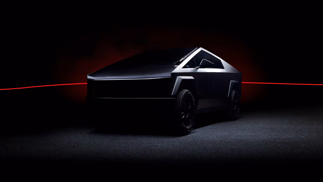 Tesla Cybertruck в темном освещении — обои на рабочий стол и телефон