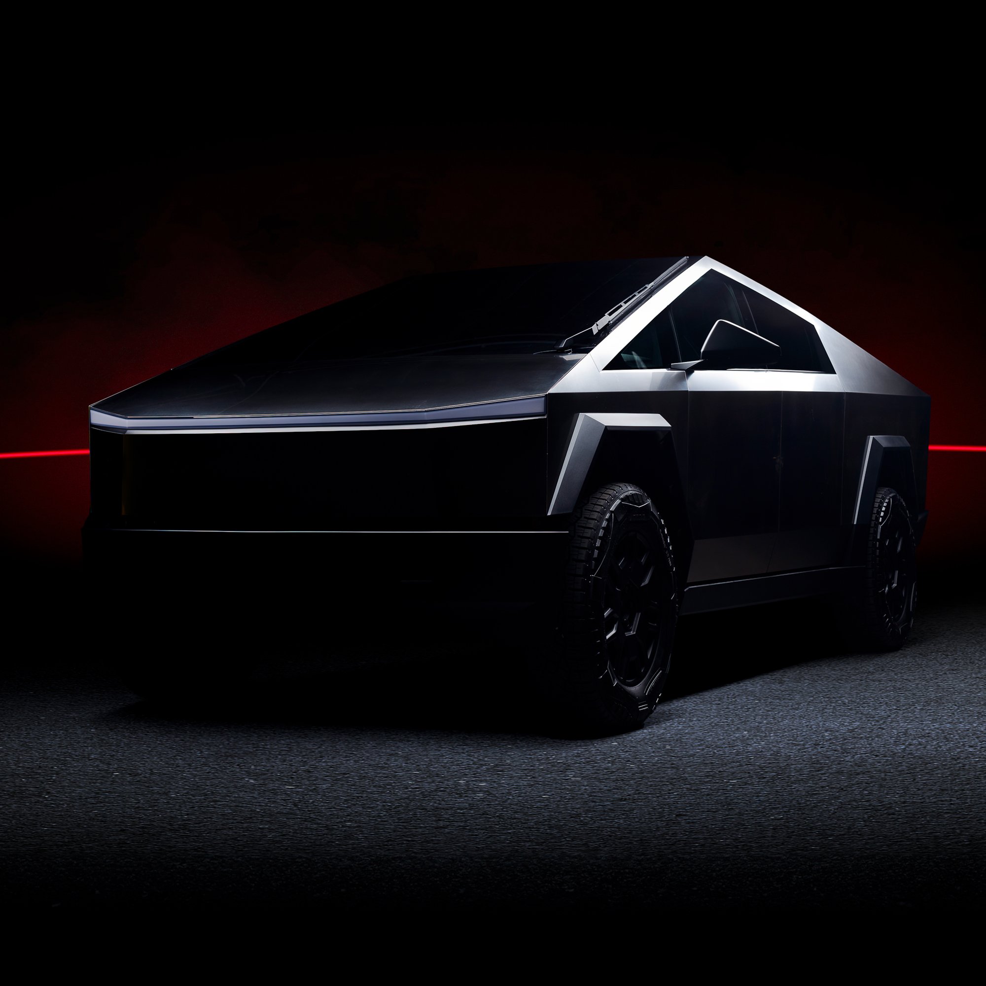 Tesla Cybertruck в темном освещении - Обои для Samsung/Xiaomi в разрешении 2000x2000