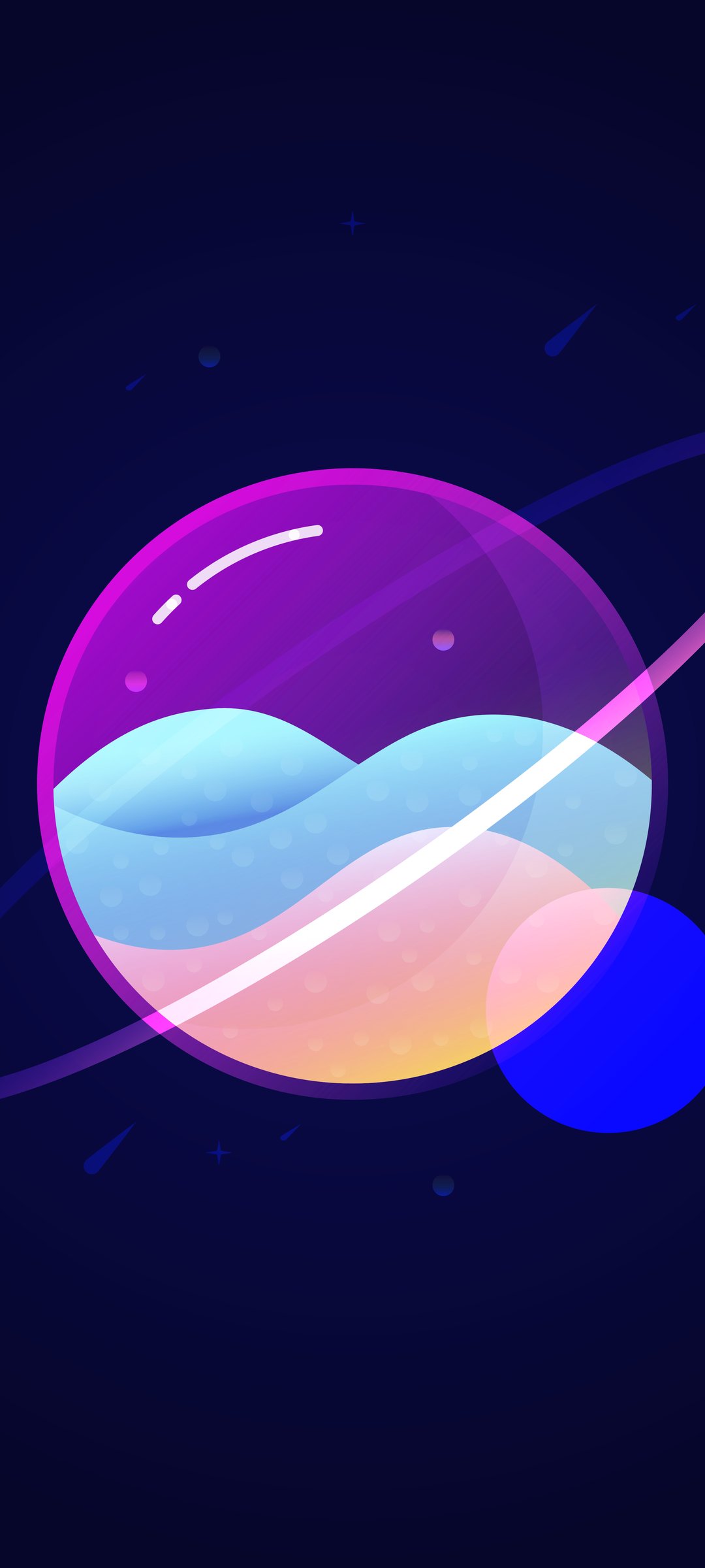 Abstract glowing fantasy planet - Wallpapers for Samsung Galaxy M55, POCO M4/X4/X5, Xiaomi Redmi 12/13/Note 13/Note 14/Note 14S in 1080x2400 resolution