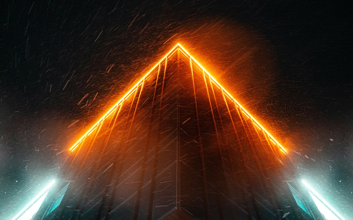 Neon-lit building facade at night - WSXGA wallpapers in 1440x900 resolution