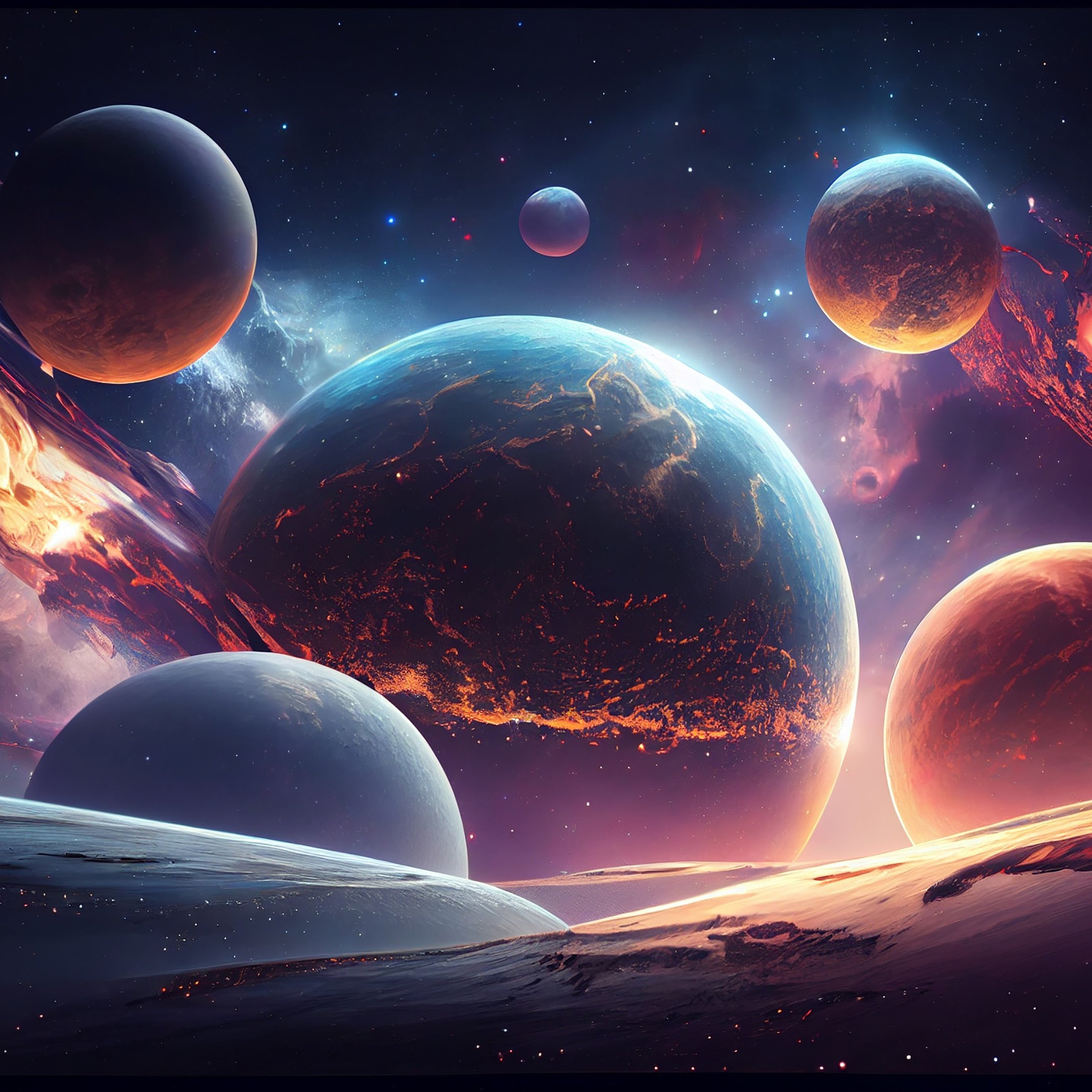 Fantastic planets in a distant galaxy - Wallpapers for iPad Pro 13″ in 2752x2752 resolution