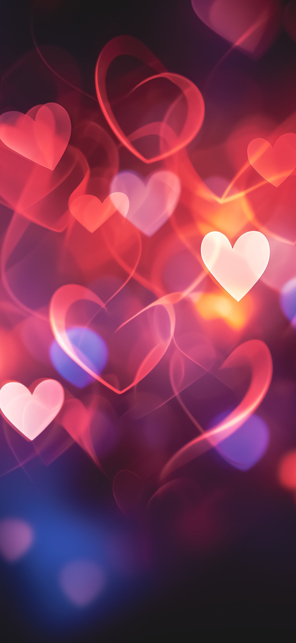 Valentines Day glowing hearts - Wallpapers for iPhone 17 Pro/17/16 Pro in 1206x2622 resolution