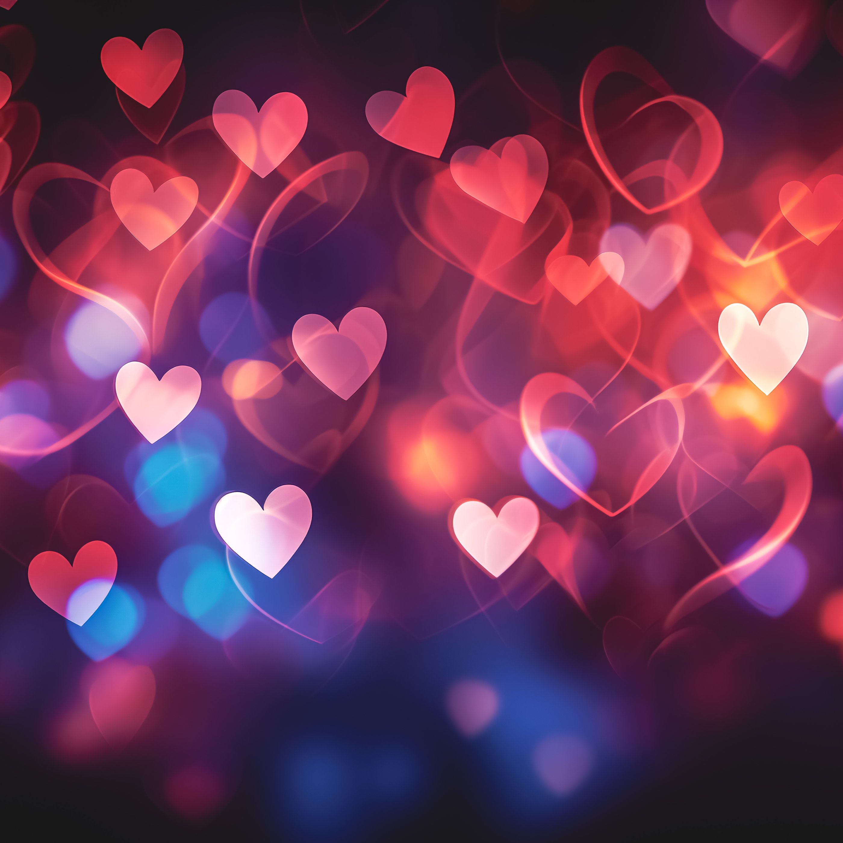Valentines Day glowing hearts - Wallpapers for Samsung Galaxy Tab S9+ in 2800x2800 resolution
