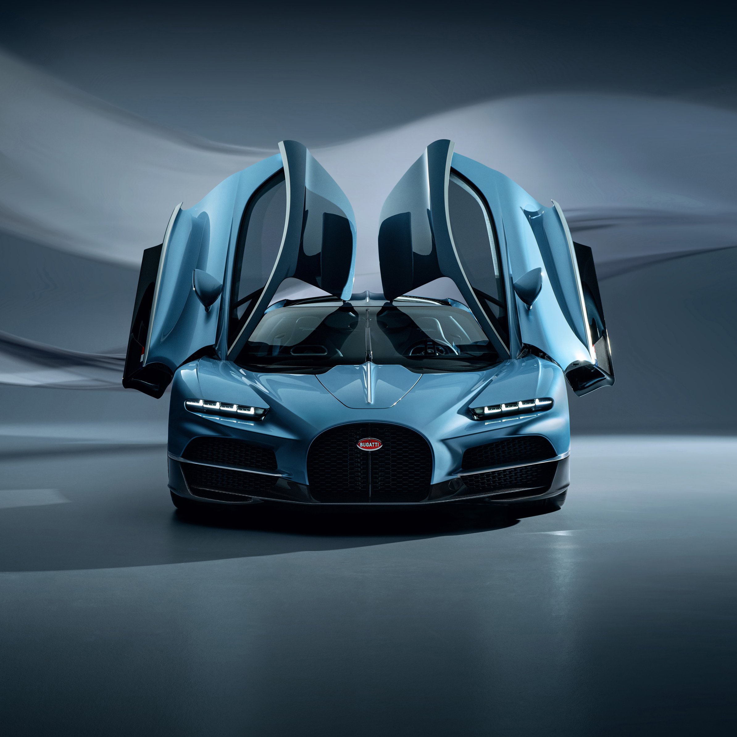 Bugatti Tourbillon with open doors front view - Wallpapers for iPad Pro 11″ in 2388x2388 resolution