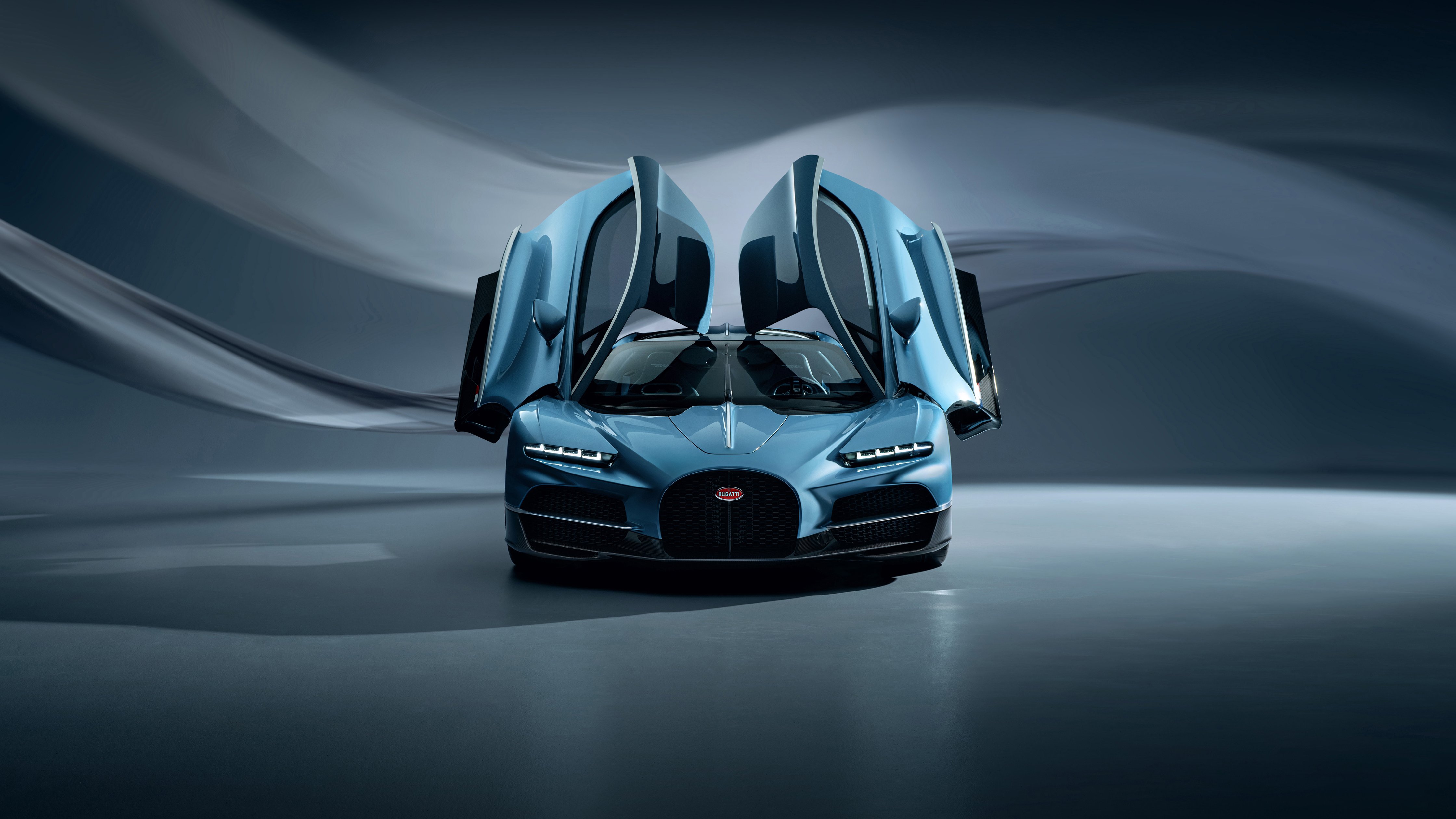 Bugatti Tourbillon with open doors front view - Wallpapers for Apple iMac 24″ in 4480x2520 resolution